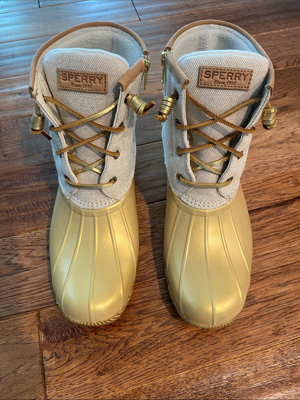 Sperry topsider Rain and Winter boots - Gold & Cream Duck Boots